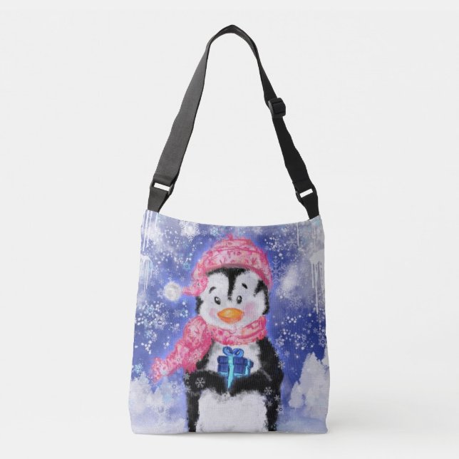Happy Penguin - Weihnachten - Tragetaschen Mit Langen Trägern (Vorderseite)