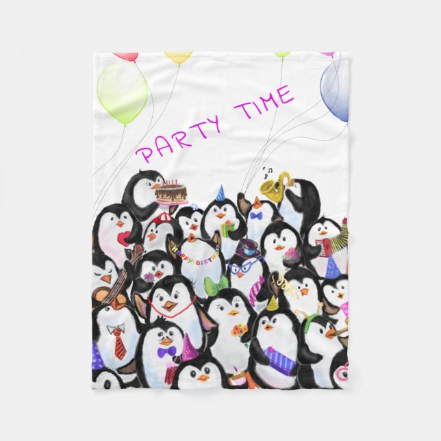 Happy Penguins Baby Fleece Blanket (Vorderseite)