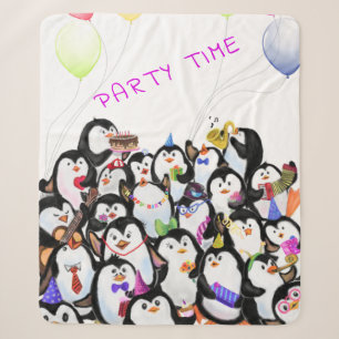 Happy Penguins couverture Sherpa - Texte personnal