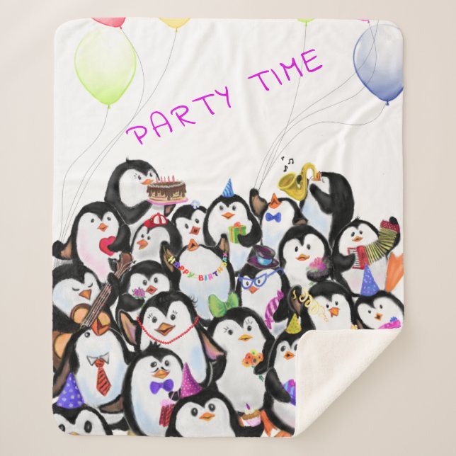 Happy Penguins couverture Sherpa - Texte personnal (Devant)