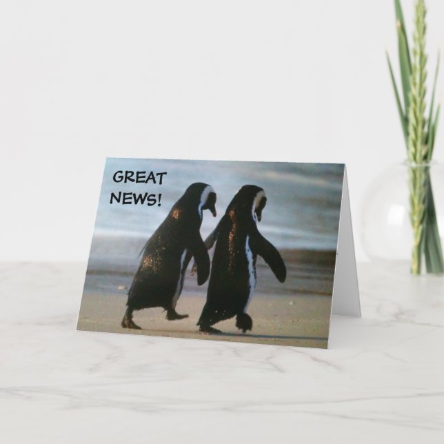 HAPPY PENQUINS = GLÜCKWÜNSCHE AUF IHRER ADOPTION KARTE (Vorderseite)