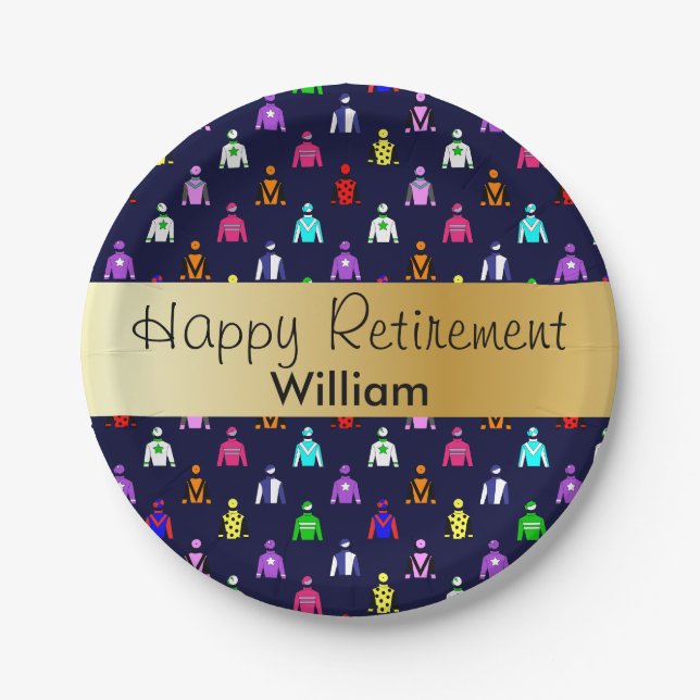 Happy Pension Horse Racing Jockey Silks Pappteller (Vorderseite)