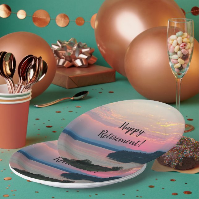 Happy Pension Pink Seascape Sunset Pappteller (Multi)