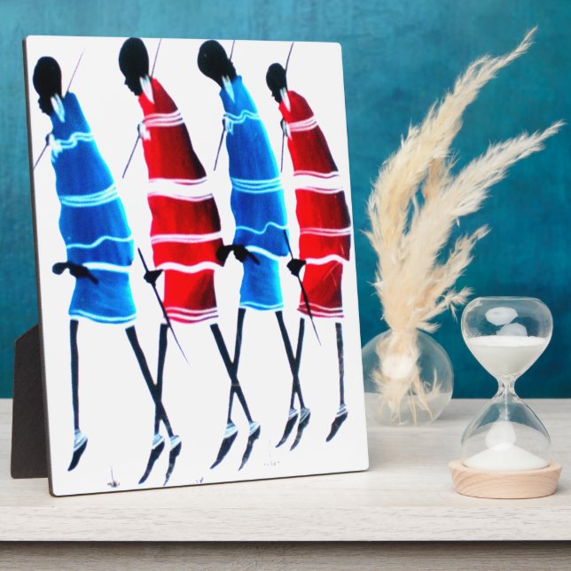 Happy People Maasai Warriors Walking Art Print Fotoplatte (Seite)