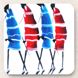 Happy People Maasai Warriors Walking Art Print Getränkeuntersetzer