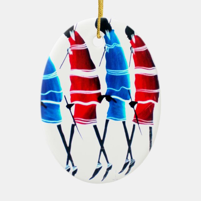 Happy People Maasai Warriors Walking Art Print Keramik Ornament (Vorne)
