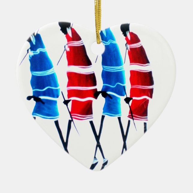Happy People Maasai Warriors Walking Art Print Keramikornament (Vorne)