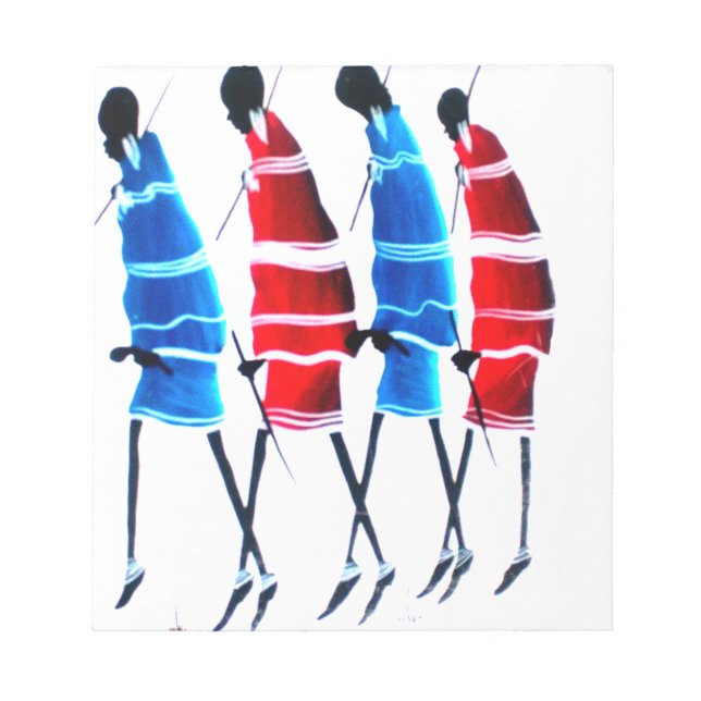Happy People Maasai Warriors Walking Art Print Notizblock (Vorderseite)