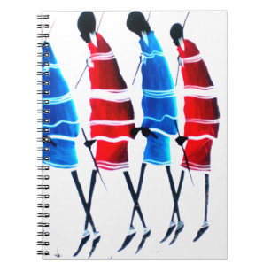 Happy People Maasai Warriors Walking Art Print Notizblock