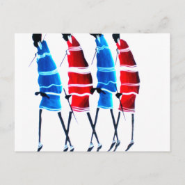 Happy People Maasai Warriors Walking Art Print Postkarte
