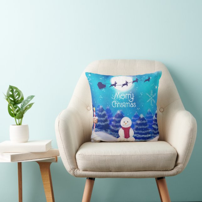 Happy Personalisiert Christmas Snowman Kissen (Stuhl )