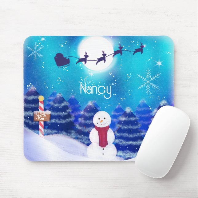 Happy Personalisiert Christmas Snowman Mousepad (Mit Mouse)