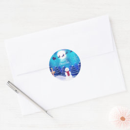 Happy Personalisiert Christmas Snowman Runder Aufkleber
