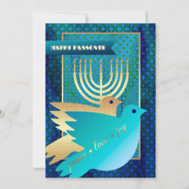 Happy Pessach. Friedenstauben und Menorah-Karte Karte