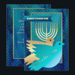 Happy Pessach. Friedenstauben und Menorah-Karte Karte<br><div class="desc">Happy Pessach. Elegante Festive Gold Foil Peace Doves und Menorah anpassbare Pessach Flat Grußkarte. Matching Karten und Geschenke in der jüdischen Urlaubskategorie unseres Stores.</div>