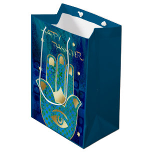Happy Pessach. Hamsa Lucky Symbol Mittlere Geschenktüte