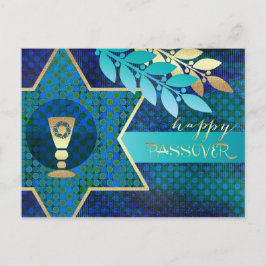 Happy Pessach. Star von David und Kiddush Cup Postkarte