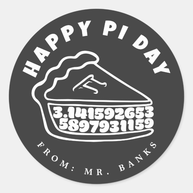 Happy Pi Day 3.14 mit Pie-Design Runder Aufkleber (Vorderseite)