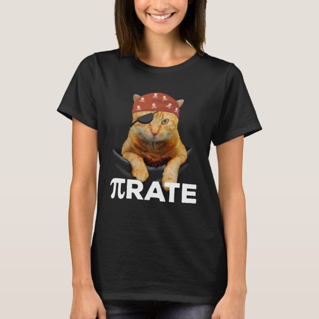 Happy PI Day 3 14 Pi Symbol Cat Pirate T-Shirt (Vorderseite)