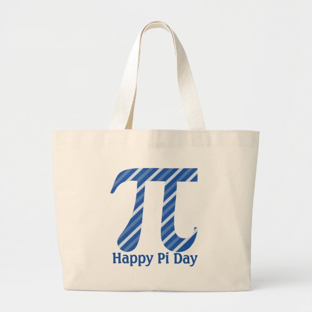 Happy Pi Day Diagonal Blue Lines Jumbo Stoffbeutel (Vorne)