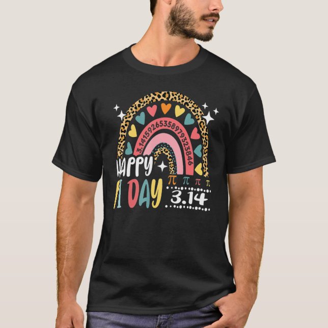 Happy Pi Day Leopard Rainbow Math Doacher Boys Gir T-Shirt (Vorderseite)