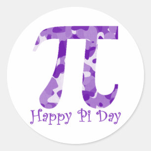 Happy Pi Day Lila Camouflage Runder Aufkleber