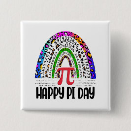 Happy Pi Day Mathematic Leopard Rainbow Button