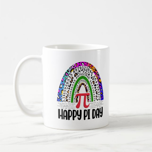 Happy Pi Day Mathematic Leopard Rainbow Kaffeetasse (Links)