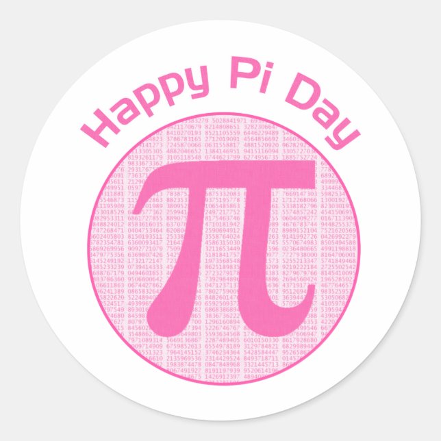 Happy Pi Day Numbers Pink Runder Aufkleber (Vorderseite)