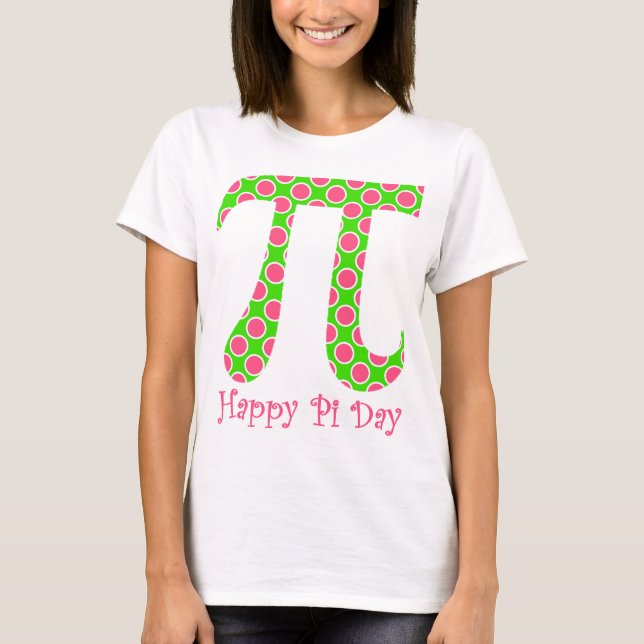 Happy Pi Day Retro Rosa und Grün T-Shirt (Vorderseite)