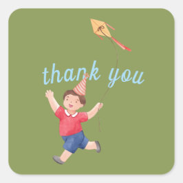 Happy Picnic Birthday Kids Boy Garden Danke Quadratischer Aufkleber