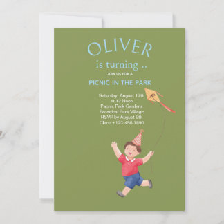 Happy Picnic Birthday Kids Boy Garden Party Einladung