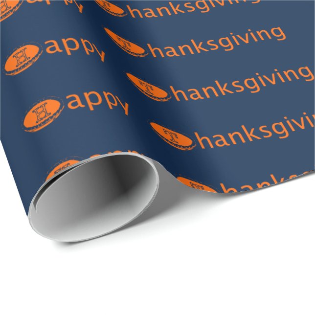 Happy (Pie) Erntedank Orange Geschenkpapier (Rolleneckpunkt)