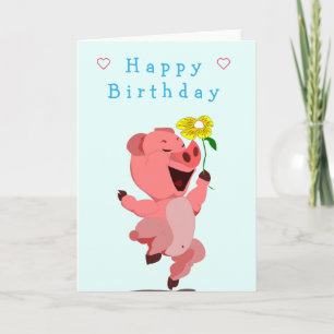 Happy Pig Birthday Card Karte