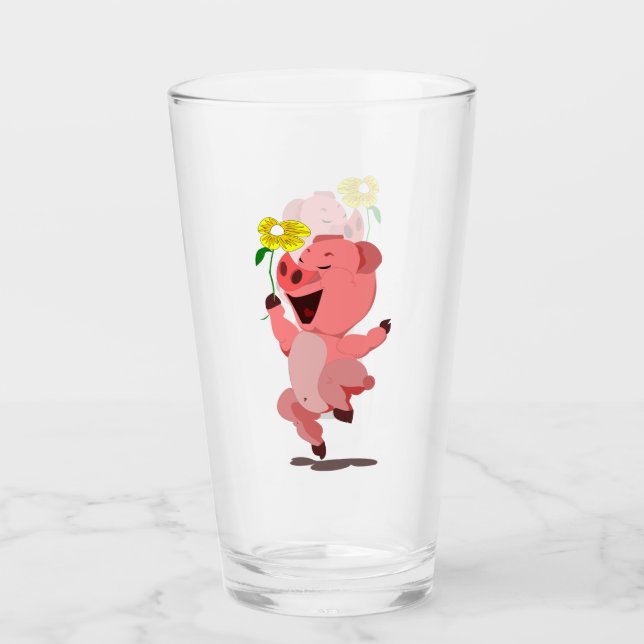 Happy Pig Funny Glass Glas (Vorderseite)
