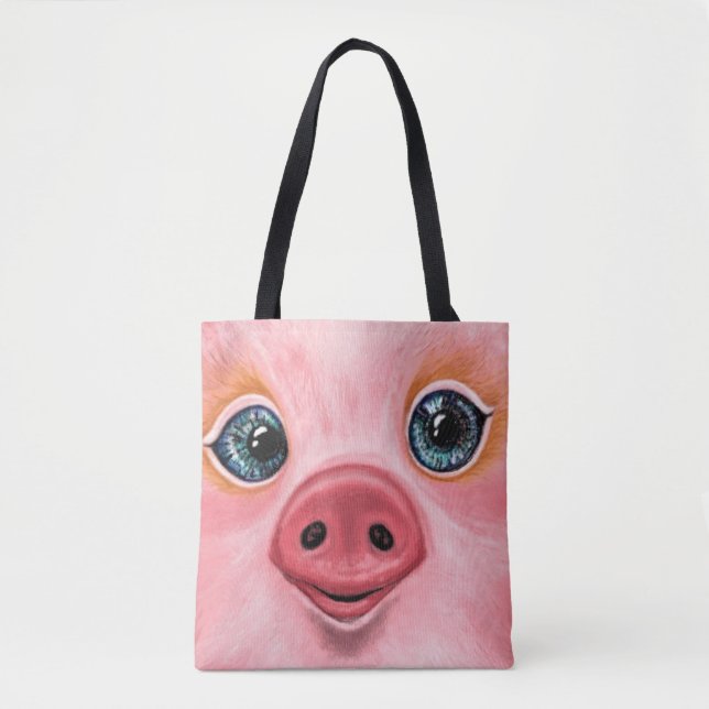 Happy Pig Funny Tote Bag Tasche (Vorderseite)