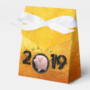 Happy PIg Jahr 2019 Original 3D Gold Gefälligkeit Geschenkschachtel