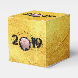 Happy PIg Jahr 2019 Original 3D Gold Gefälligkeit Geschenkschachtel