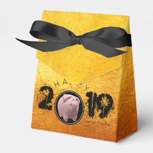 Happy PIg Jahr 2019 Original 3D Gold Gefälligkeit Geschenkschachtel
