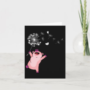 Happy Pig Lover Kids Dandelion Nature Dancing Pig Karte