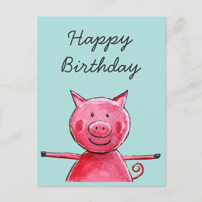 Happy Pig Postkarte (Vorderseite)