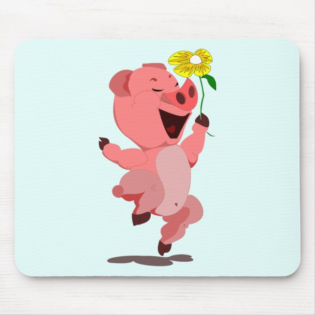 Happy Piglet mit Daisy Blume Mouse Pad Mousepad (Vorne)