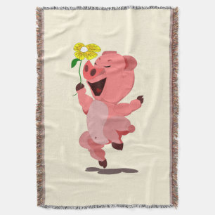 Happy Piglet Throw Blanket Decke