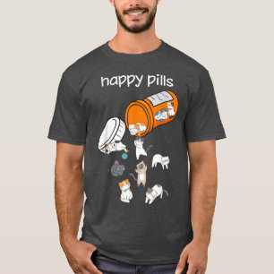 Happy Pillen Katzen Niedlich Funny Cat Lover Pet B T-Shirt