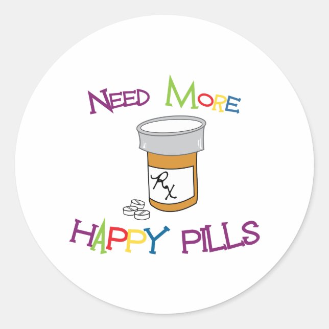 Happy Pills Runder Aufkleber (Vorderseite)