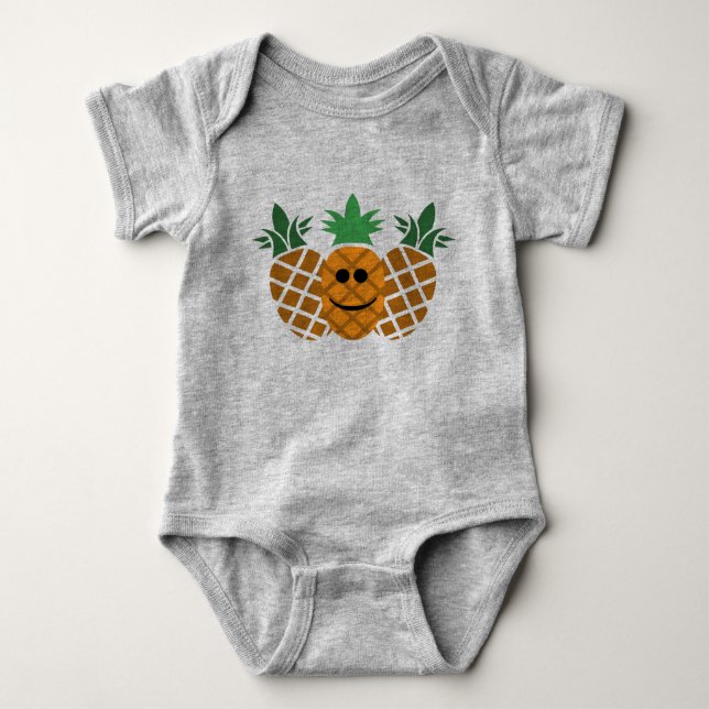 Happy Pineaple Design - Baby Jersey Bodysuit Strampler (Vorderseite)