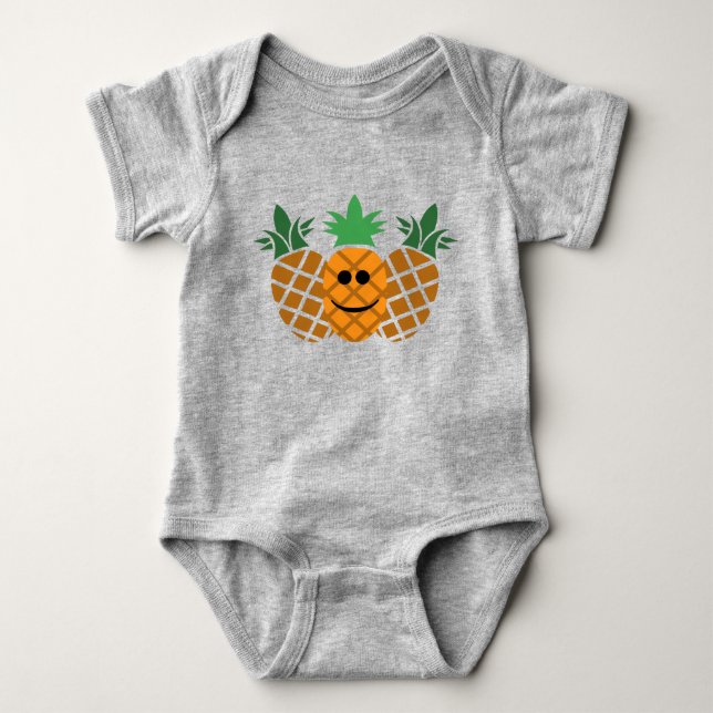 Happy Pineaple Design - Baby Jersey Bodysuit Strampler (Vorderseite)