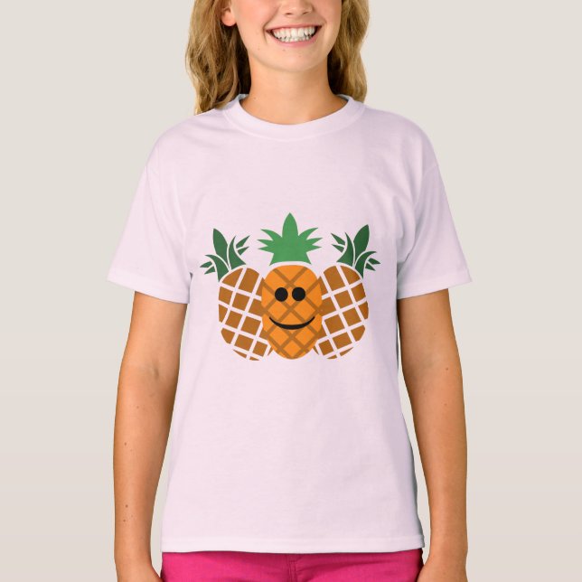 Happy Pineaple Design - Girls' Basic T - Shirt (Vorderseite)