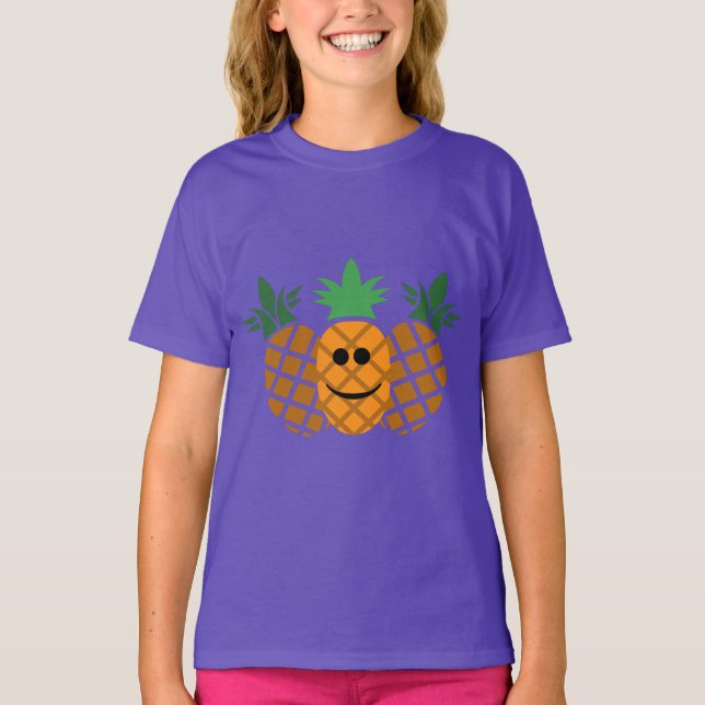 Happy Pineaple Design - Girls' Basic T - Shirt (Vorderseite)
