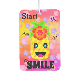 Happy Pineaple Lächeln Motivation Niedlich Autolufterfrischer